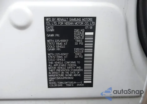 2018 Nissan Rogue Sv z USA, uszkodzony, nr VIN KNMAT2MV4JP609632